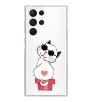 Samsung Galaxy S22 Ultra Uyumlu Kamera Korumalı Kapak Coolcat Tasarımlı  Şeffaf Kılıf