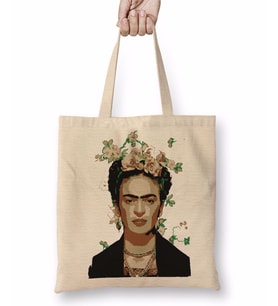 Frida Kahlo 05 Bez Çanta Uzun Saplı