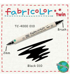 Zig Fabricolor Twin Çift Uçlu Kumaş Boyama Kalemi BLACK 