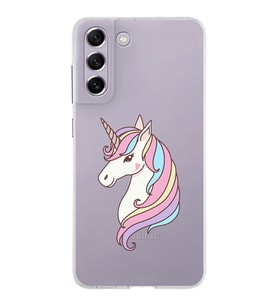 Samsung Galaxy S21 FE Kapak Unicorn Tasarımlı Şeffaf Silikon Kılıf
