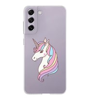 Samsung Galaxy S21 FE Kapak Unicorn Tasarımlı Şeffaf Silikon Kılıf