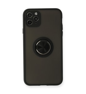 Apple İphone 11 Pro Kılıf Montreal Yüzüklü Silikon Kapak - Siyah