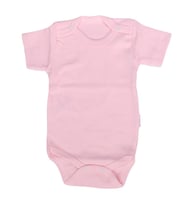 Unisex Pembe Raporlu Kısa Kol Çıtçıtlı Body Zıbın