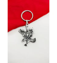 Gümüş Renkli Metal Eskitme Kartal Anahtarlık/ Kuşlu Çanta Süsü