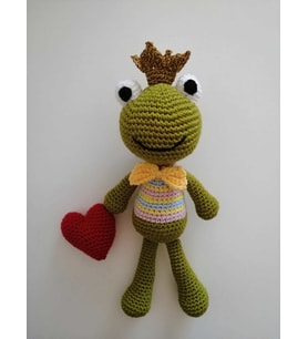 Kurbağa Prens Amigurumi Organik Oyuncak
