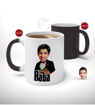 BK Gift Kişiye Özel Babalar Günü Hediyesi Godfather Baba Karikatürlü Sihirli Kupa Bardak-4 (Beyaz)