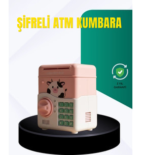 Pembe Şifreli Eğitici Atm Kasa Çocuk Kumbarası