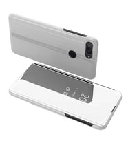 Xiaomi Mi 8 Lite Uyumlu Aynalı Kapaklı Lüx Kılıf (Gümüş)