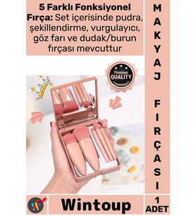 #MakyajFırçası 5 Parça Fiber Kıl Profesyonel Şık Kutu Tasarım Hediyelik Aynalı Makyaj Fırçası Seti