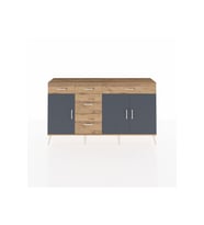 Arges Konsol 2 Raflı 5 Çekmeceli 3 Kapaklı 176x30x99 Çam-Antrasit/Çam