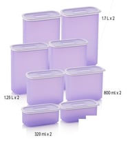 Tupperware Lila Oval Saklama Kabı Set 8li ESC