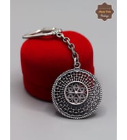 Çiçekli Hasır Model 925 Ayar Gümüş Oksitli Telkari Anahtarlık 201025163