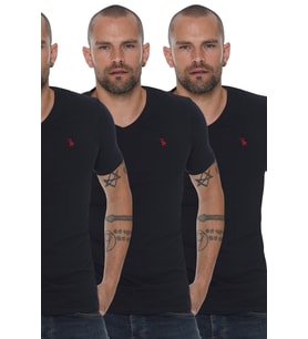 Dewberry Erkek Pamuklu V Yaka Tişört 3'lü Set Lacivert-Lacivert-Lacivert T8568 Günlük Giyim, Katmanlı Kombin