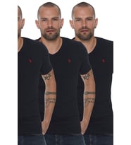 Dewberry Erkek Pamuklu V Yaka Tişört 3'lü Set Lacivert-Lacivert-Lacivert T8568 Günlük Giyim, Katmanlı Kombin