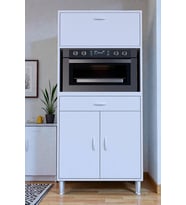 Eliusta Avelin Kapaklı Mini/Midi Fırın Dolabı 80 cm Beyaz Çok Fonksiyonlu 80x163,4x32,5 cm Mutfak Dolabı