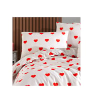 Ranforce Kumaşından Kalpli Yastık Kılıfı 50x70 ( 2 Adet )