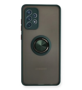 Newface Samsung Galaxy A72 Kılıf Montreal Yüzüklü Silikon Kapak - Yeşil
