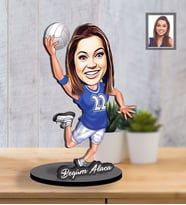 Kişiye Özel Sporcu Karikatürlü İki Katmanlı Ahşap Biblo Bayan-2-Eco