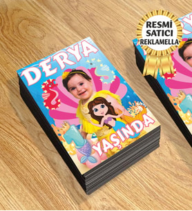Kişiye Özel Resimli Magnet Deniz Kızı Temalı 8x6 Cm 10 Adet (Mavi)