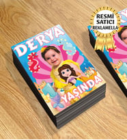 Kişiye Özel Resimli Magnet Deniz Kızı Temalı 8x6 Cm 10 Adet (Mavi)