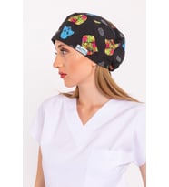Unisex Renkli Star Wars Desenli Cerrahi Bone Hemşire Saç Bonesi (Siyah)
