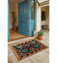 Valerine Life Kapı Önü Paspası 45x70cm Kaymaz Taban Dekoratif iç Dış Mekan Damalı Kelebek Desenli