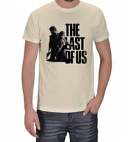 The Last Of Us  Ellie and Joel Baskılı Erkek Tişört (Krem)
