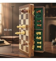 Mıknatıslı Ahşap Katlanabilir Satranç Takımı – Taş Kutulu, Şık ve Dayanıklı Tasarım 40 cm (Karışık)