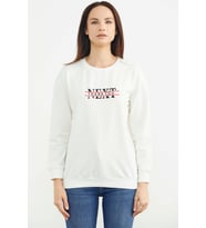 Sıfır Yaka Oversize Sweatshirt - Ekru