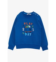 Breeze Girls & Boys Erkek Çocuk Sweathirt Oyun Günü Temalı 1.5-5 Yaş, Saks Mavisi