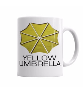 Yellow Umbrella Kupa Bardak Porselen