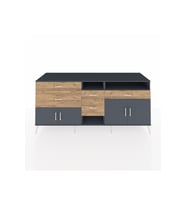 Kronos Konsol 4 Raflı 5 Çekmeceli 4 Kapaklı 220x59x99 Antrasit-Antrasit/Çam