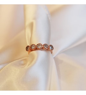 5 Taş Modeli Rose Gold Kaplama Gümüş Yüzük