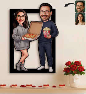 BK Gift Kişiye Özel Sevgili Karikatürlü 3D Ahşap Tablo -14, Fotoğraftan Karikatür, Sevgililer Günü Hediyesi, Ev Hediyesi