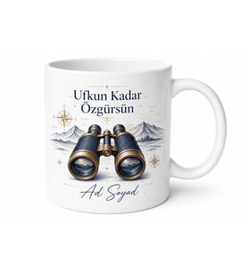 Dürbün Desenli Ufku Geniş İnsanlara Özel Hediye Kupa Bardak Porselen