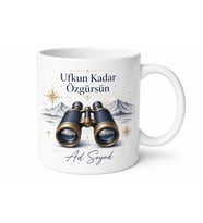 Dürbün Desenli Ufku Geniş İnsanlara Özel Hediye Kupa Bardak Porselen