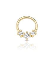 Prenses Üç Taşlı Altın Helix Piercing (Gold)