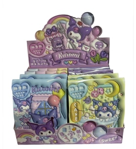Sanrio Kuromi Sticker Mini Defter, Notluk, Kalem Sürpriz Hediye Paketi Seti
