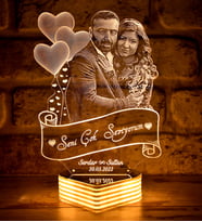 Seni Seviyorum Yazılı Sevgiliye Hediye, KİŞİYE ÖZEL Fotoğraflı 3D Led Lamba (Beyaz)
