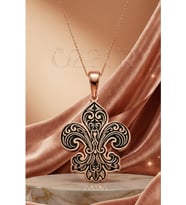 925 Ayar Gümüş Fleur De Lis Zambak Kolye