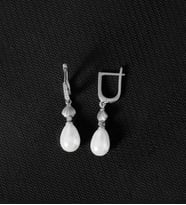 925 Ayar Gümüş İstiridye Damla İnci Küpe (Rodyum)