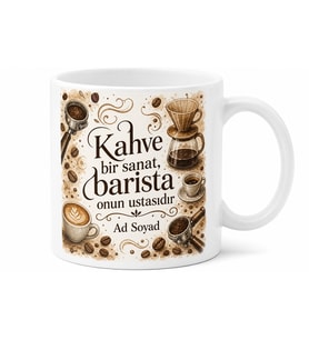 Barista İçin Karışık Desenli Baskılı Kupa Bardak Kahve Hediyesi