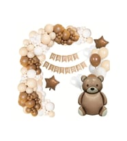Kahve Rengi Balon Garland Kit Doğum Günü Afişi Sevimli Ayı Temalı Balon