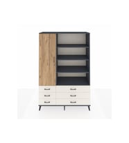 Hyperion Dolap 8 Raflı 6 Çekmeceli Tek Kapaklı  132x44x195 Antrasit-Çam/Aytaşı