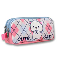 Ümit Çanta Beyaz Pembe Love Cute Cat Desenli Kalem Çantası - Kız Çocuk - 5026 (Çok Renkli)