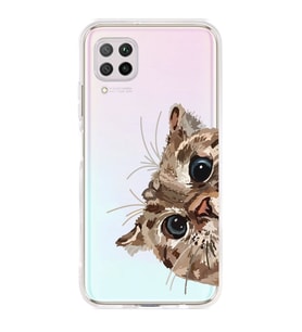 Huawei P40 Lite Uyumlu Tatlı Kedi Desenli Şeffaf Telefon Kılıfı