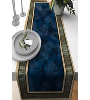 Lacivert Çerçeveli Desen Premium Masa Örtüsü Runner RNR394