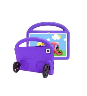 Lenovo M10 Plus TB-X606F Uyumlu Zore Wheel Car Tekerlek Standlı Tablet Eva Silikon Kılıf (Mor)