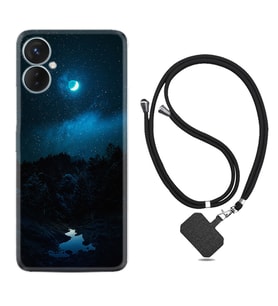 Tecno Spark 9T Kılıf Silikon Boyun Askılı İpli Desenli Silikon Gece 1633