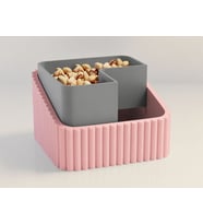 3D Baskı Fıstık Kasesi - Çift Hazneli Kabuk Ayırıcı Sunum Kasesi - Pembe Gri